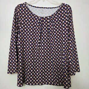 Talbots geometric pattern 3/4‎ sleeve top XL